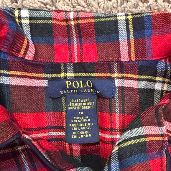 Polo Ralph Lauren holiday tartan boys plaid red pajama set pants top size 10 M - Picture 2 of 3